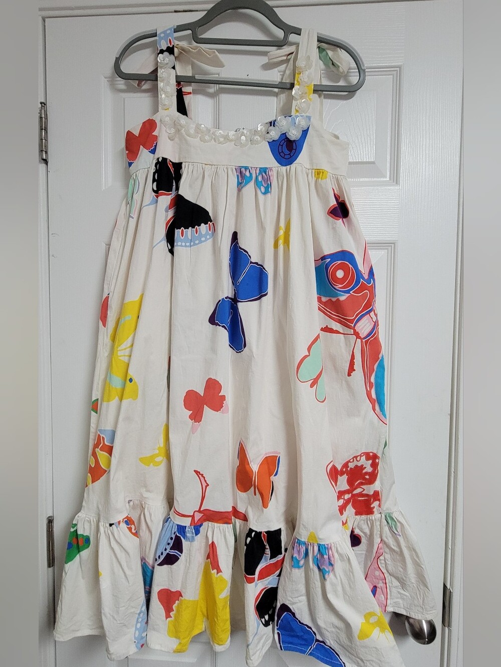 Sheridan French Butterfly Print Beaded Sundress Size XS.